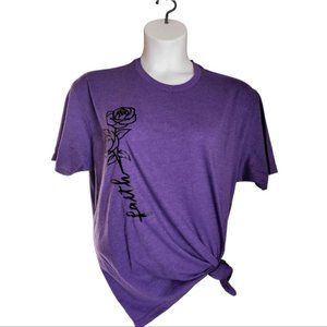 Faith Stem Rose Design in black on purple next level tshirt size XL